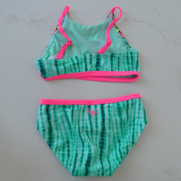 Justice bikini set tie dye green pink girls new - Picture 2 of 3